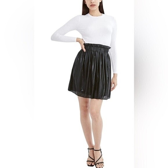 NWT BCBGeneration Fit Flare BLACK Mini Dress size large, skirt - Picture 1 of 9